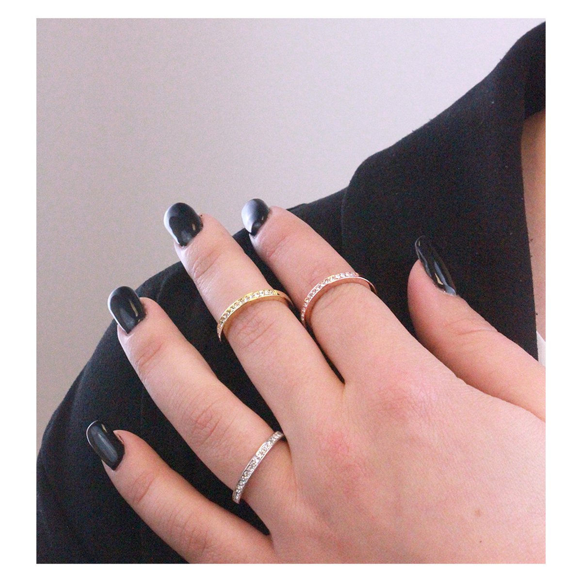Bague Trinity - Argenté Doré Or rosé et Cristal