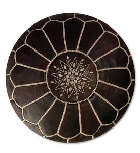 Leder Pouffe - dunkelbraun