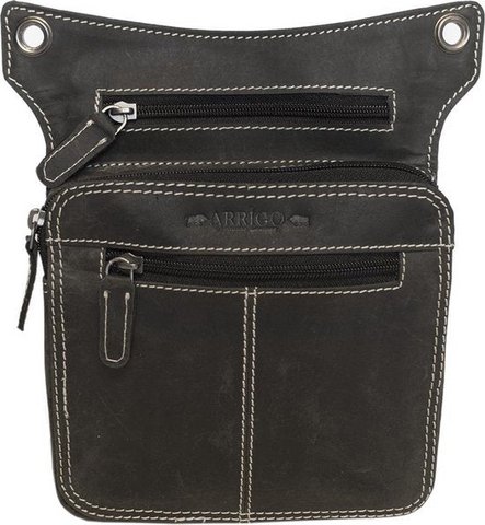 Hip bag - Black leather for the engine with extra compartment