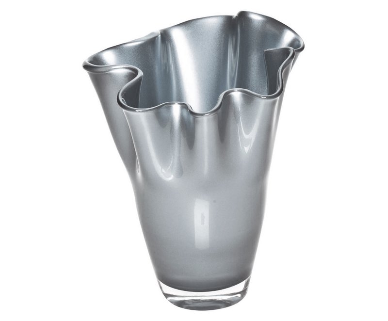 Vase glas korrugeret sølv metallic glas vase bord vase 21 x 21 x 30 cm
