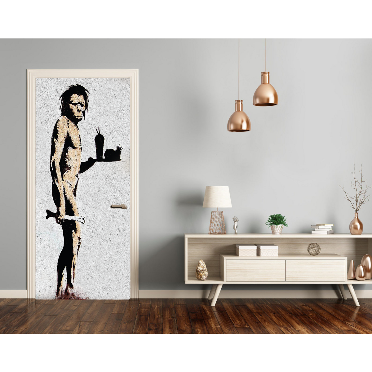Banksy Door Sticker (83x210cm) - Cave Man