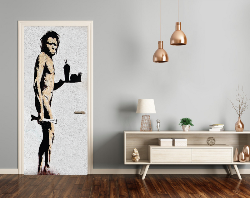 Banksy Door Sticker (83x210cm) - Cave Man