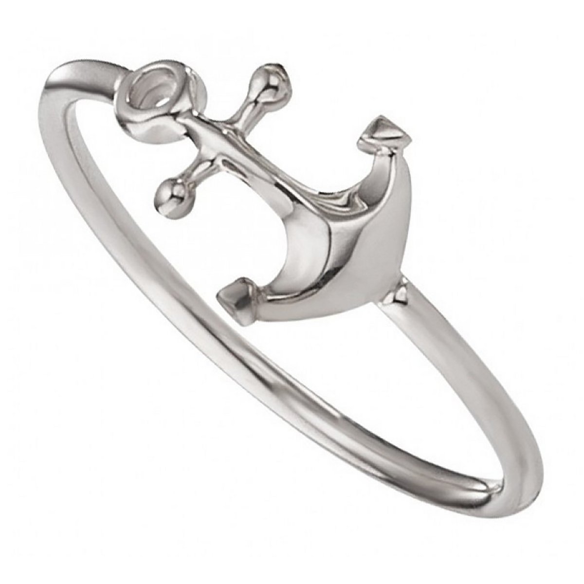 Ring 925/- Sterling Silber rhodiniert Anker