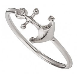 Ring 925/- Sterling Silber rhodiniert Anker