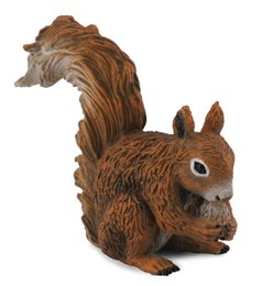 Realistic plush squirrel figurine with detailed fur texture and lifelike features. Suitable for nature-themed decor or as a playful toy.