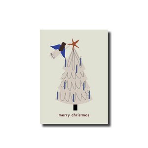 Kerstkaart merry christmas angel tree