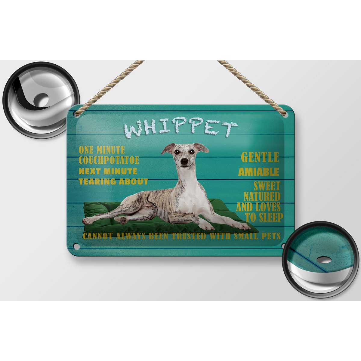 Tin sign saying 18x12cm Whippet dog gentle amiable decoration