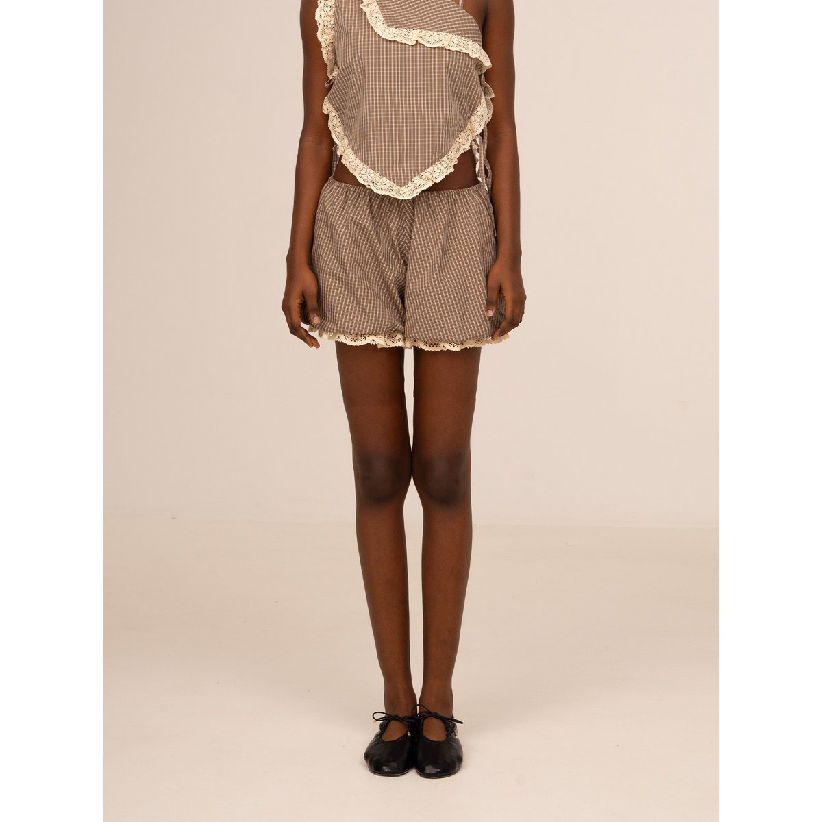 Rove brune plaid ballonshorts