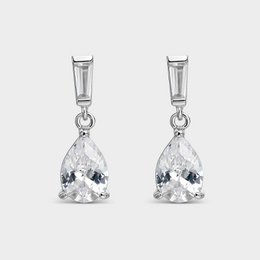 Boucles d'oreilles en argent goutte d'oxyde de zirconium blanc