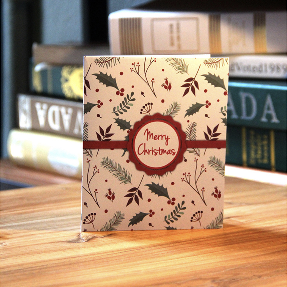Tarjeta de Navidad emergente 3D Feliz Papá Noel en un trineo con renos