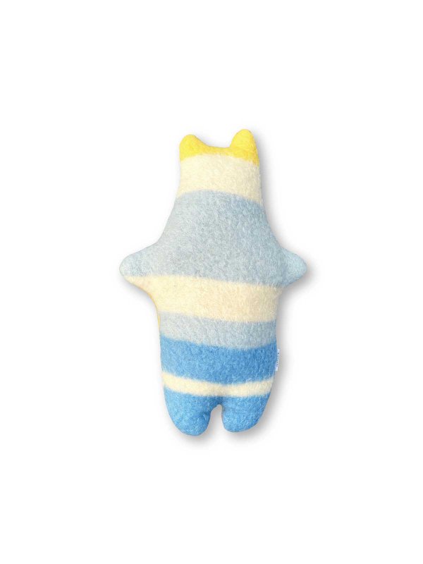 Nilpferd-Kuscheltier - Vintage Wolldecke - Blau Gelb