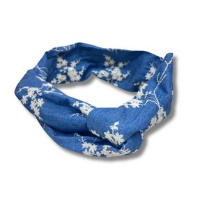 Hairband - Bandeau Normal "Embroidery Jeans" - Blue