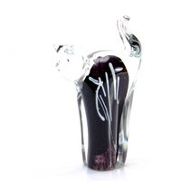 Schwarze Katze - Glas - Höhe 12 cm - Handgefertigt