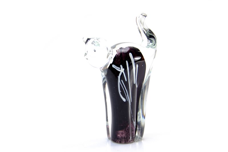 Zwarte Kat - Glas - hoogte 12 cm - Handgemaakt