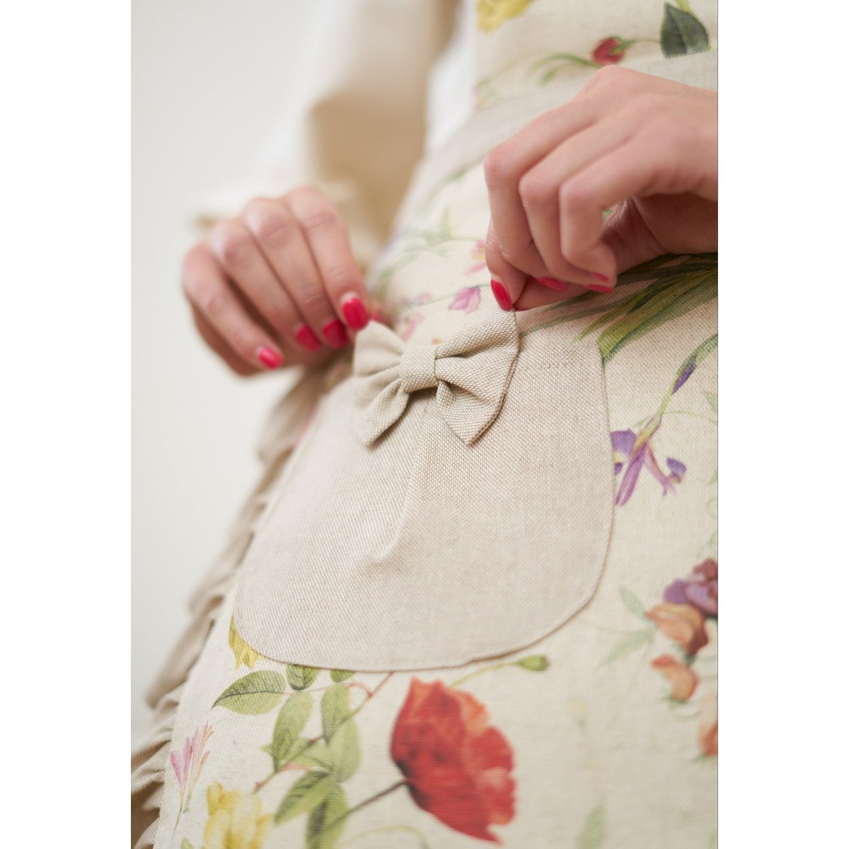Ladies' Half Apron Cotton-Linen Mix, Printed | Blossom