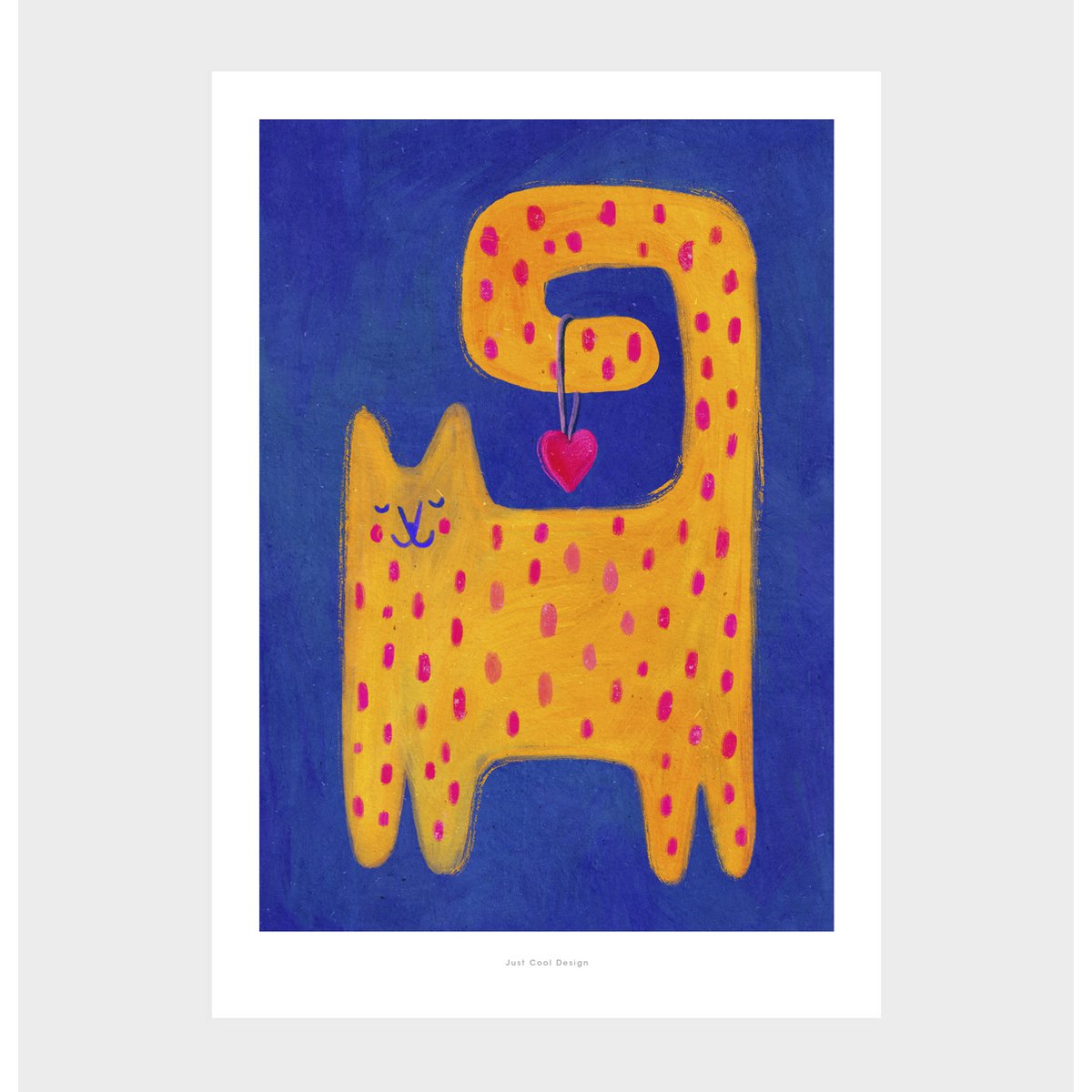 A5 Chat et coeur | Affiche d'illustration Impression artistique