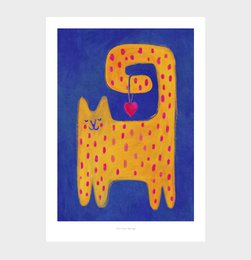 A5 Chat et coeur | Affiche d'illustration Impression artistique