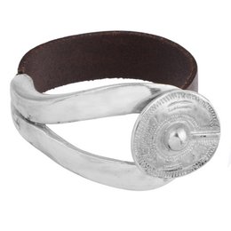 Sølv og bredt læderarmbånd Lewi sølv zamak