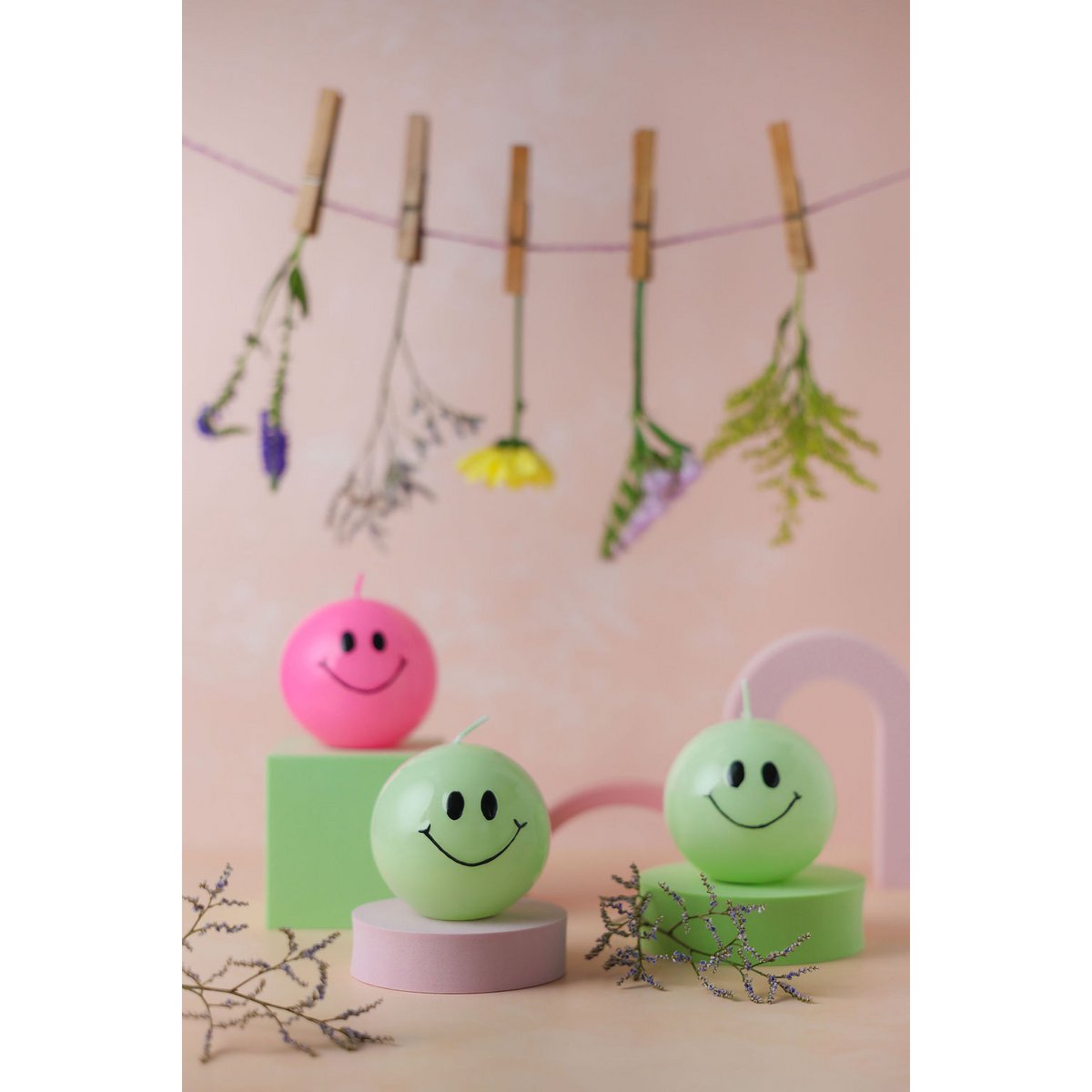 Smiley-Kerze – 7,5 cm – Pink
