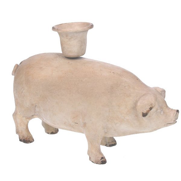 Candlestick pig cream 15x6x11cm