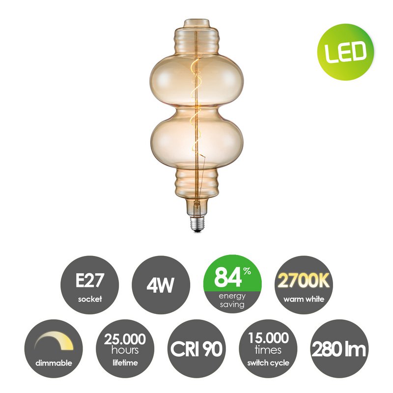 Home Sweet Home lampa wisząca brązowa Saga Diabolo - G180 ściemnialna E27 bursztynowa
