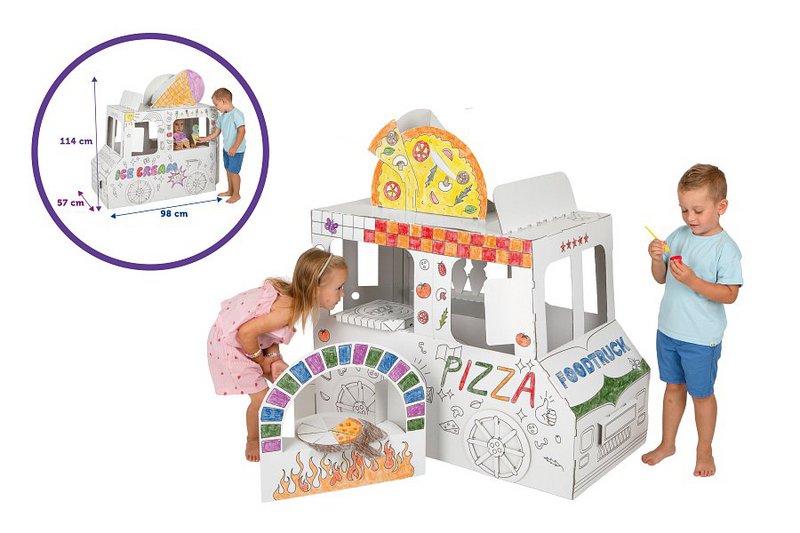 Legehus Food Truck Pap legehus til børn – DIY Construction & Coloring 3+