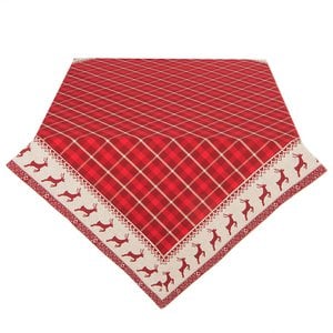 Square Tablecloth Christmas 150x150 cm Red Beige Cotton Hert and Christmas Tablecloth