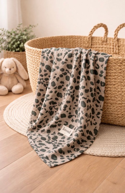 Tissu mousseline, tissu d'allaitement, lange, couverture bébé légère 120x120cm, LEO