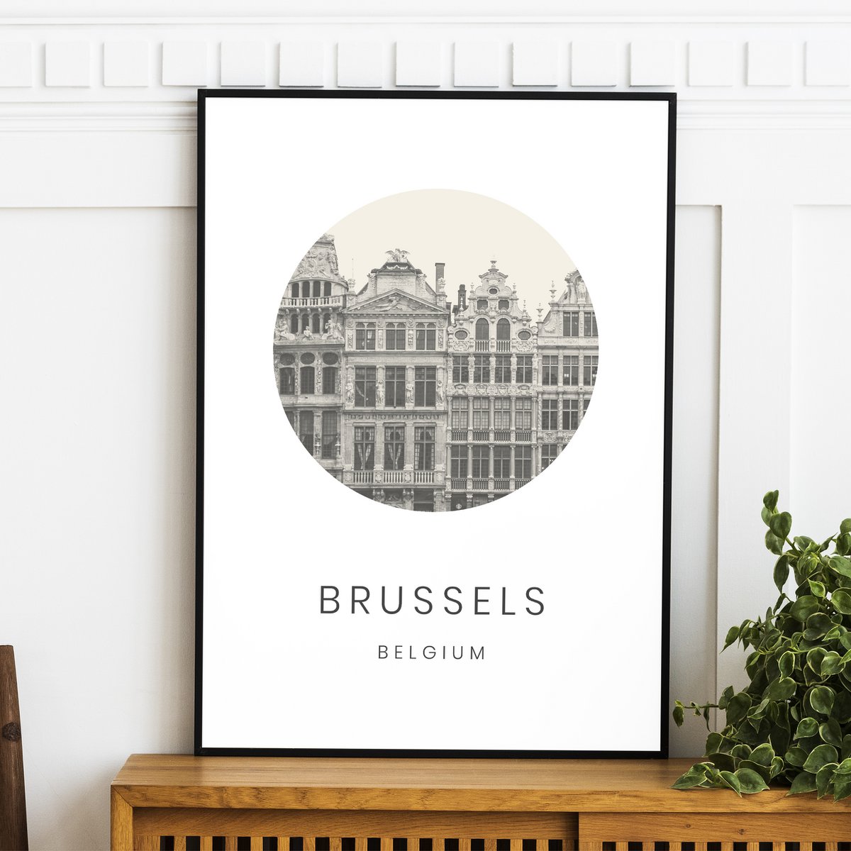 Brussels, Belgium - Minimalist Travel Tourism Wall Art Decor