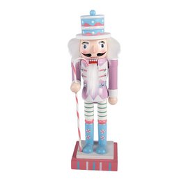 Christmas Decoration Statue Nutcracker 10x9x38 cm Pink Wood