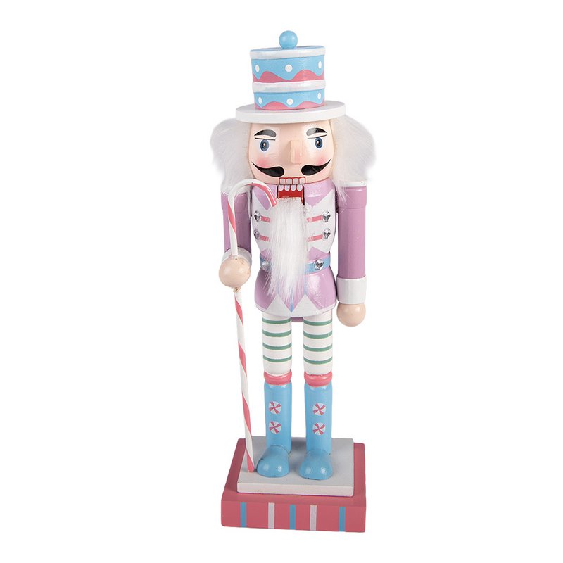Christmas Decoration Statue Nutcracker 10x9x38 cm Pink Wood