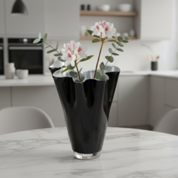 Vase glass wavy two-tone black silver glass vase table vase