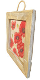 Holzfliese alte holländische Mohnblumen rot