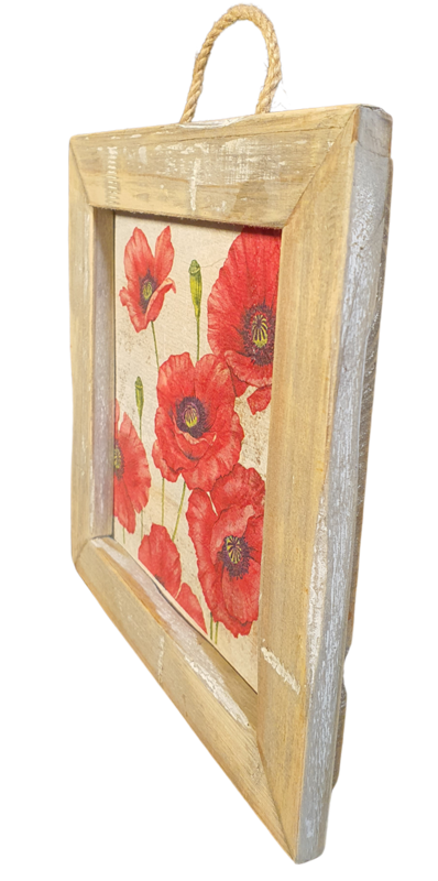 Holzfliese alte holländische Mohnblumen rot