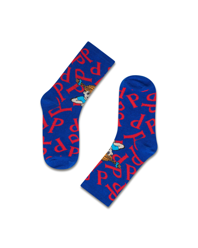 koaa – Pippi Longstocking “P” – Easy Socks blue/red