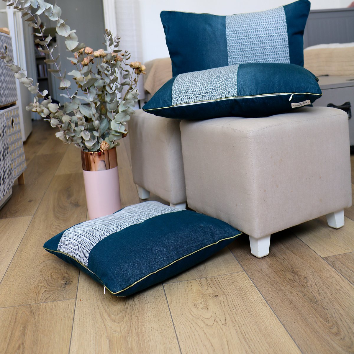 Ami H'Yut blue decorative cushion cover