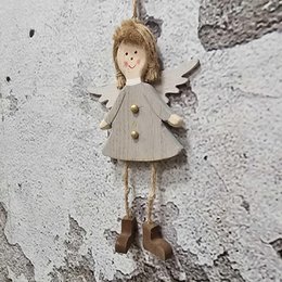 Saga Engelhanger hout grijs 28cm (58935)