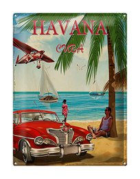 Tin Sign Havana 30x40cm Cuba Retro Holiday Palm Trees