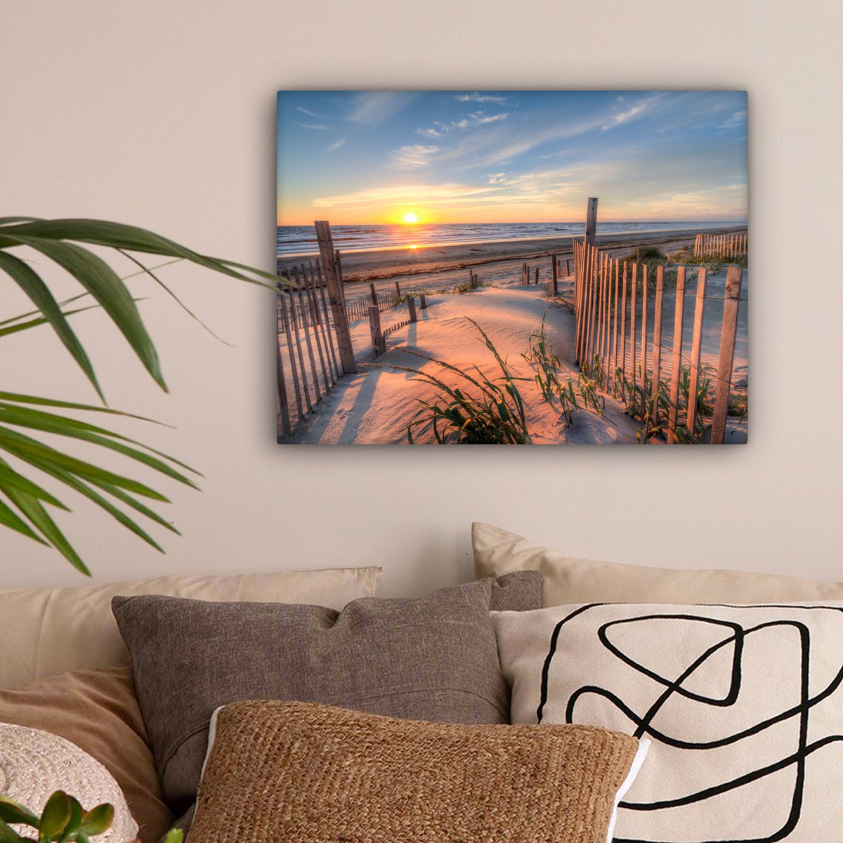 Leinwand Malerei - Wanddekoration - Strand - Meer - Dune - Sonnenuntergang - Landschaft