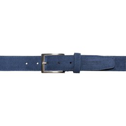 RB4029D | Men's Belt Made in Italy in Genuine Suede Leather. Buckle in satin silver finish. Color: Blue. Dimensions: 125 x 3.5 x 0.5 cm (waistline 110 cm)