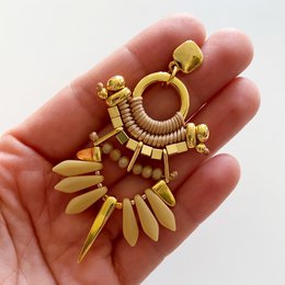 COCORA beige and gold statement earrings