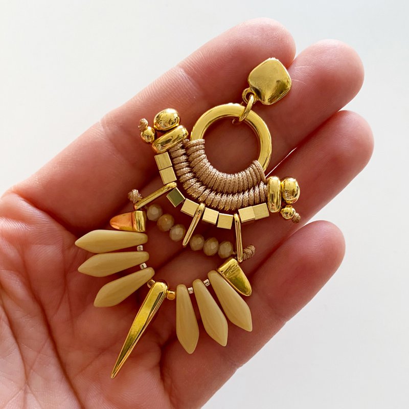 COCORA beige and gold statement earrings