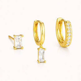 Classic drop hoop earrings in gold, black, green, white, and lilac colors with a simple, elegant design.