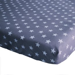 Fitted sheet with a gray star pattern, suitable for a 90x200 cm mattress. The sheet features a soft, comfortable material and a classic star design that adds a touch of style to any bedroom.
