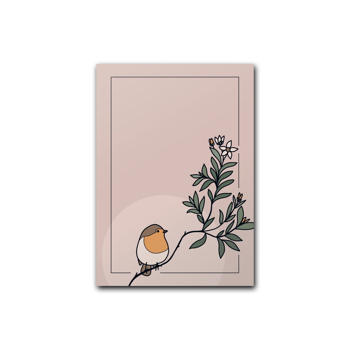 magnetisk notesblok DIN A7, robin i en gren