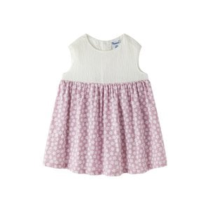 Babykleid mit gestrickter Passe und malvenfarbenem Aufdruck BGV96541