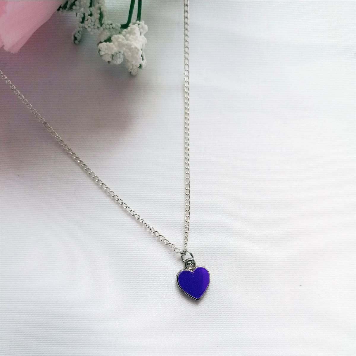 Collar Corazón Púrpura, Naipes inspirado Reina de Corazones