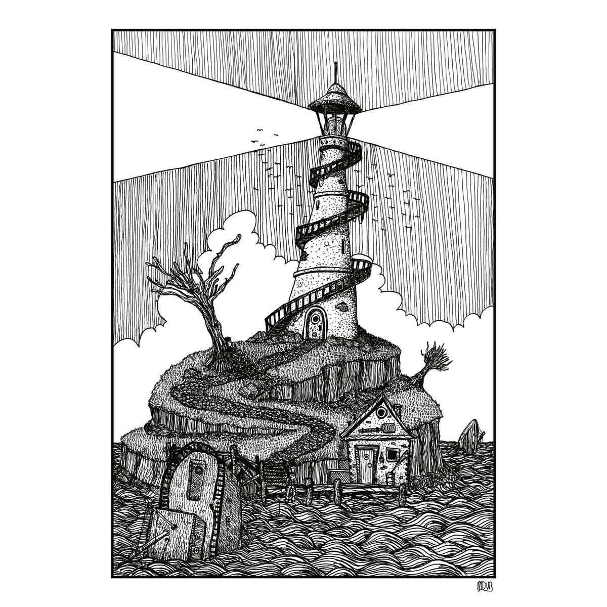 Shipwreck Island (ilustracja dwustronna) | druk artystyczny | ilustracja | plakat
