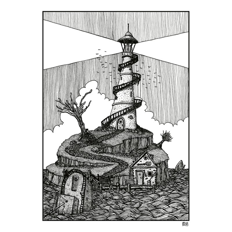 Shipwreck Island (doppelseitige Abbildung) | Kunstdruck | Illustration | Poster
