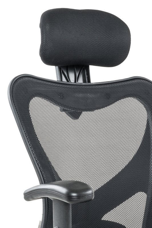 Black office chair with mesh headrests